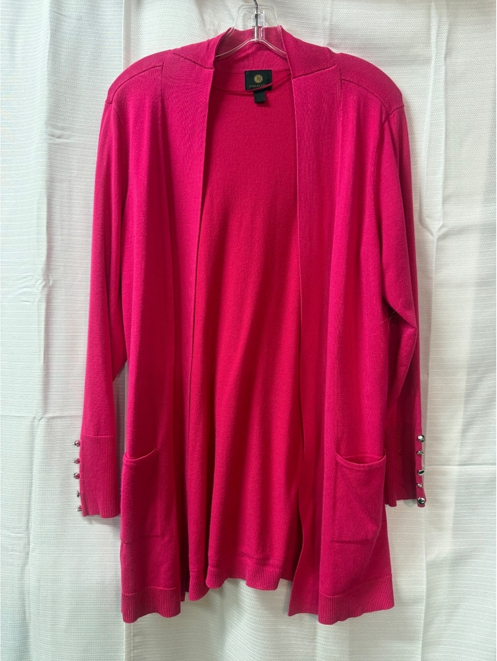 JM Collection Women's Pink Open Front Cardigan with Button Detail